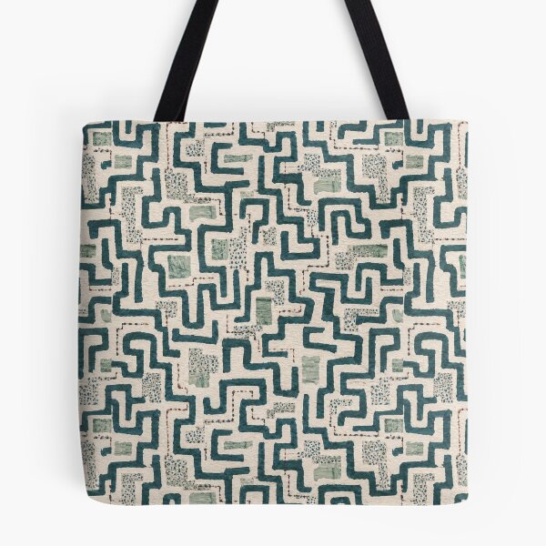 Item preview, Hidden Ways Seamless Geometric Pattern in Teal | Modern Maze Abstract Surface Design designed and sold by SWSandraWechner.