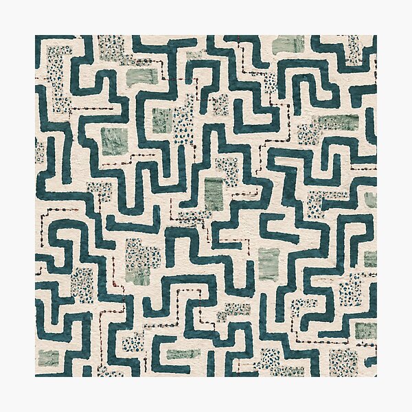 Item preview, Hidden Ways Seamless Geometric Pattern in Teal | Modern Maze Abstract Surface Design designed and sold by SWSandraWechner.