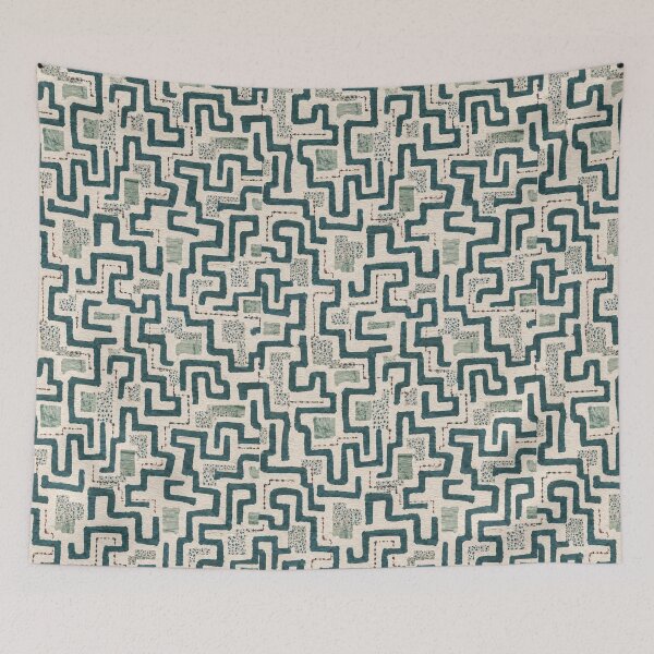 Item preview, Hidden Ways Seamless Geometric Pattern in Teal | Modern Maze Abstract Surface Design designed and sold by SWSandraWechner.
