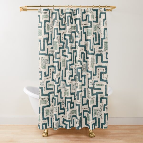 Item preview, Hidden Ways Seamless Geometric Pattern in Teal | Modern Maze Abstract Surface Design designed and sold by SWSandraWechner.