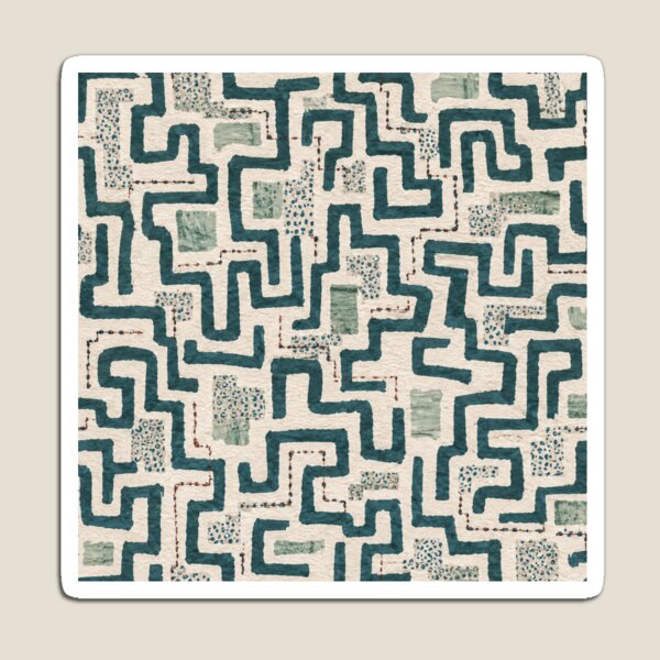 Item preview, Hidden Ways Seamless Geometric Pattern in Teal | Modern Maze Abstract Surface Design designed and sold by SWSandraWechner.
