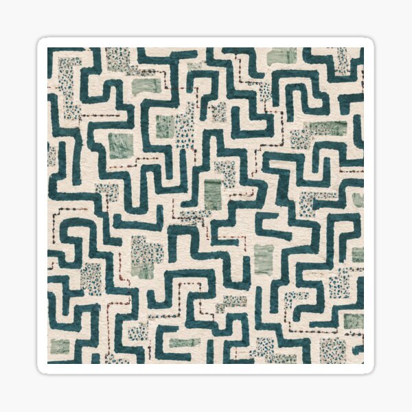 Item preview, Hidden Ways Seamless Geometric Pattern in Teal | Modern Maze Abstract Surface Design designed and sold by SWSandraWechner.