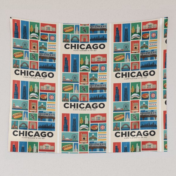 Item preview, Windy City Landmarks Commemorative Graphic designed and sold by FrankOliver.