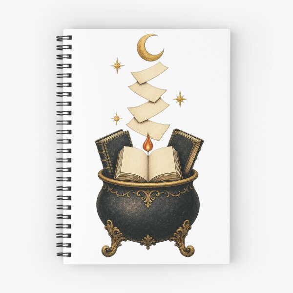 Item preview, Magical Book Cauldron for Spooky Season Readers designed and sold by Whimsy Paw Studio | Cute Animal Art.