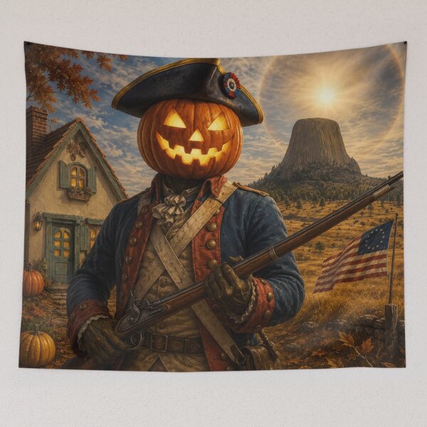 Item preview, Headless Horseman 1776 Revolutionary Soldier – Patriotic Halloween Fantasy Art designed and sold by TheHorsemanRidesAgain.