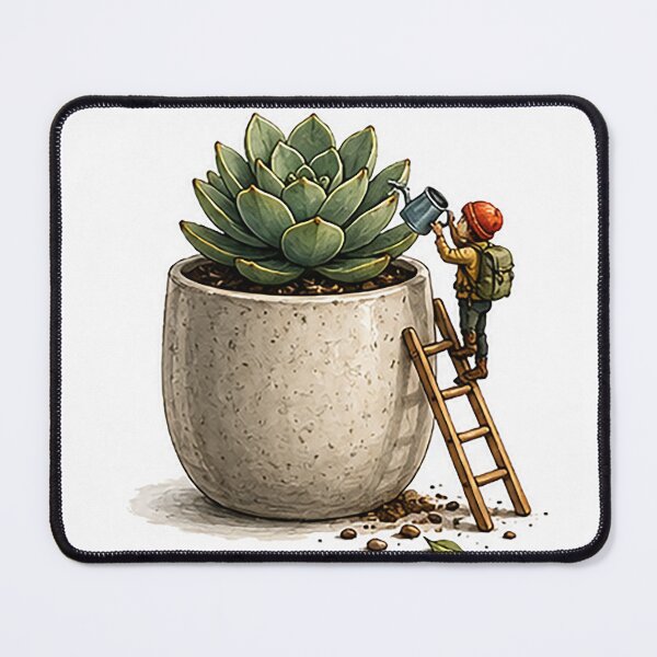 Item preview, Tiny Gardener Watering Succulent Plant designed and sold by Sara-Ai.
