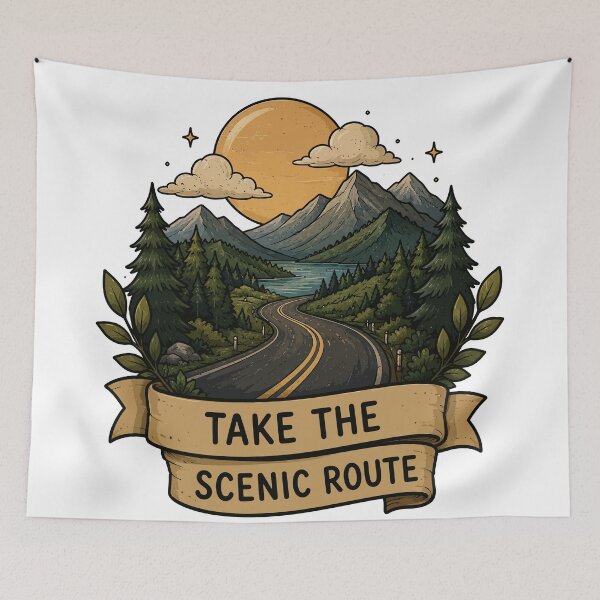 Item preview, Take The Scenic Route Mountain Landscape | Adventure Nature Road Trip Aesthetic designed and sold by RidaSalArt.
