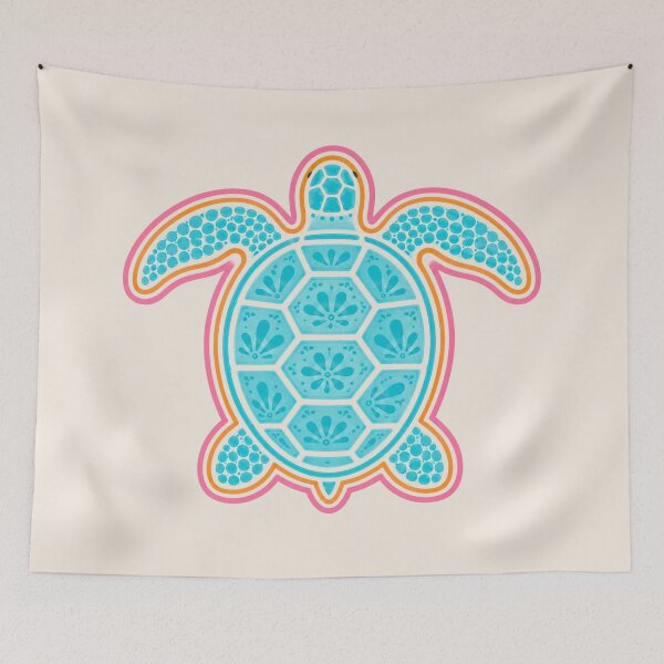 Item preview, Colorful Sea Turtle Art Print | Tropical Ocean Mosaic Illustration | Coastal Wall Art designed and sold by vitag.