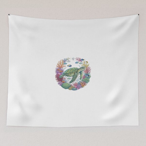 Item preview, Sea Turtle Coral Reef Illustration designed and sold by GrzywaM.