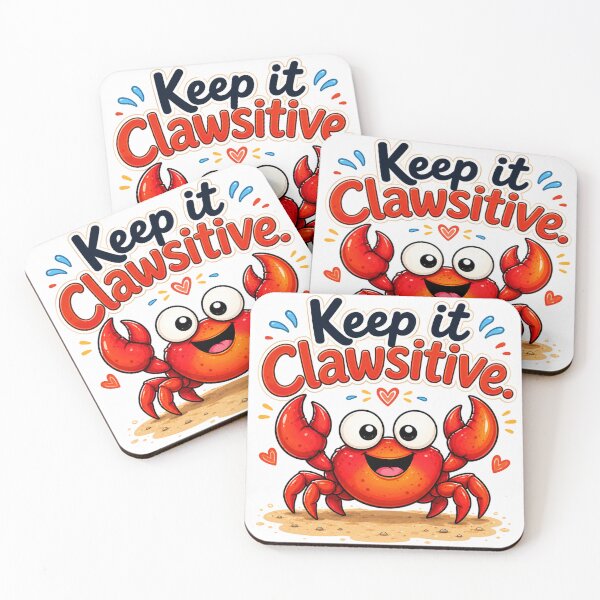 Item preview, Keep It Clawsitive | Cute Happy Crab Cartoon Sticker | Kawaii Beach Animal Gift designed and sold by CRAZZYDOODLES.