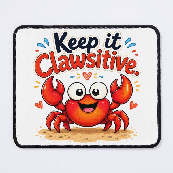 Item preview, Keep It Clawsitive | Cute Happy Crab Cartoon Sticker | Kawaii Beach Animal Gift designed and sold by CRAZZYDOODLES.