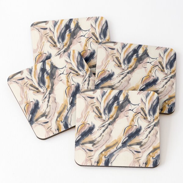 Item preview, Abstract Paint Swatch Pattern | Mustard Brown Black Brushstroke Design | Modern Earth Tone Textile Print designed and sold by Softbear Atelier.