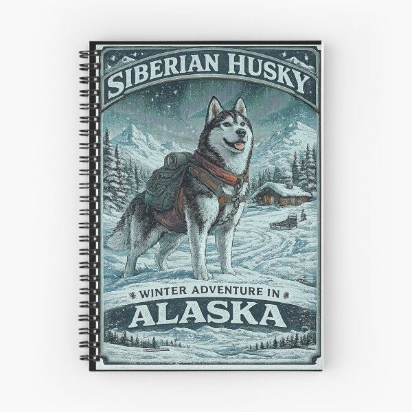 Item preview, Vintage Alaska Travel Poster | Siberian Husky Winter Adventure | Retro Dog Lover Gift designed and sold by TeeVibeHaus.