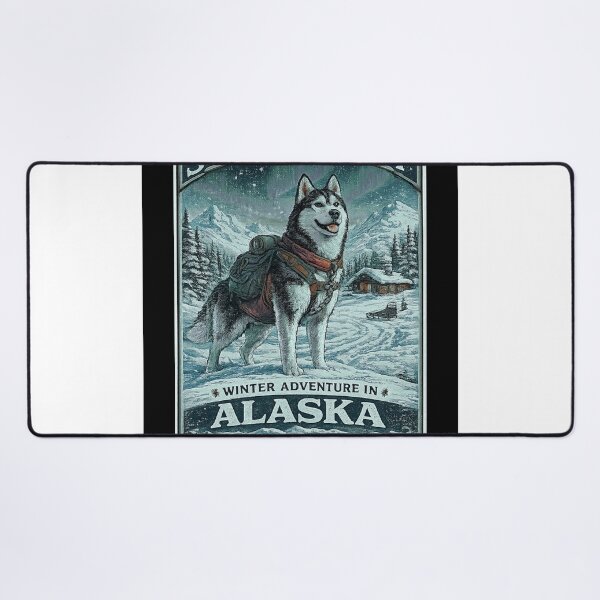 Item preview, Vintage Alaska Travel Poster | Siberian Husky Winter Adventure | Retro Dog Lover Gift designed and sold by TeeVibeHaus.