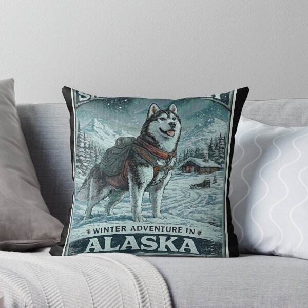 Item preview, Vintage Alaska Travel Poster | Siberian Husky Winter Adventure | Retro Dog Lover Gift designed and sold by TeeVibeHaus.
