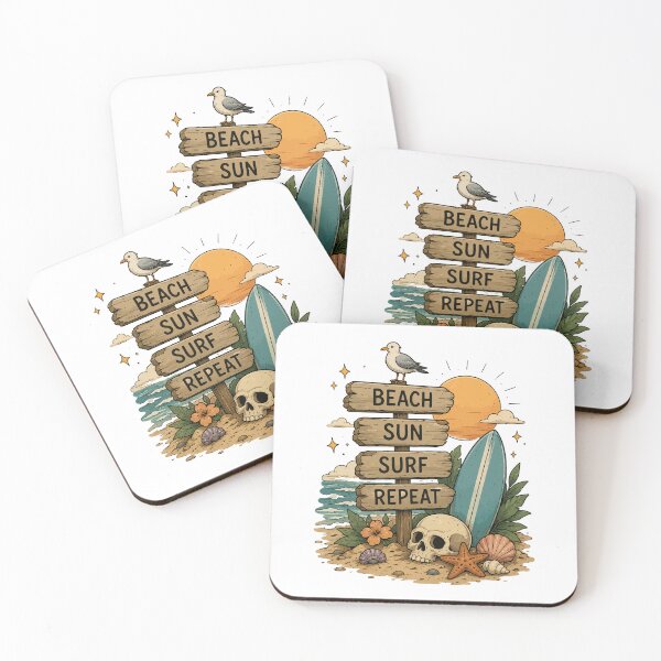 Item preview, Beach Sun Surf Repeat | Vintage Summer Surf Lifestyle Design designed and sold by RidaSalArt.