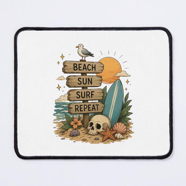 Item preview, Beach Sun Surf Repeat | Vintage Summer Surf Lifestyle Design designed and sold by RidaSalArt.