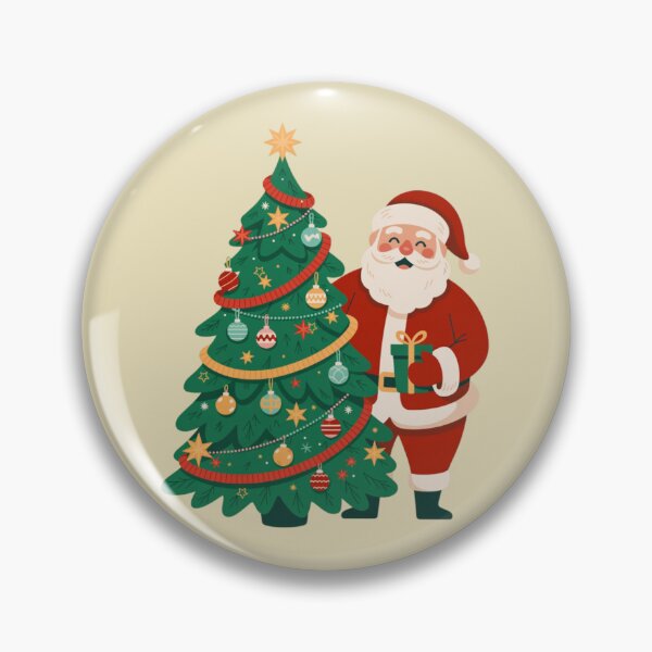 Item preview, a decorated Christmas tree standing tall beside Santa Claus designed and sold by 123ks.