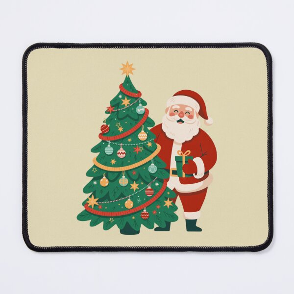 Item preview, a decorated Christmas tree standing tall beside Santa Claus designed and sold by 123ks.