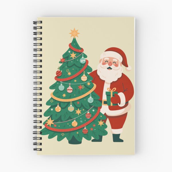 Item preview, a decorated Christmas tree standing tall beside Santa Claus designed and sold by 123ks.