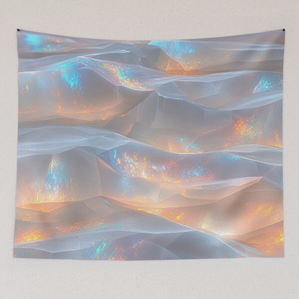 Item preview, Glowing Crystal Ice Abstract Low Poly Geometric Waves designed and sold by Aimaniia666.