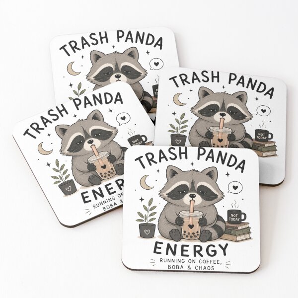 Item preview, Trash Panda Energy – Cute Raccoon Drinking Boba Coffee | Funny Kawaii Cottagecore Design designed and sold by 1234saad.
