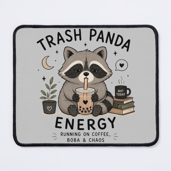 Item preview, Trash Panda Energy – Cute Raccoon Drinking Boba Coffee | Funny Kawaii Cottagecore Design designed and sold by 1234saad.