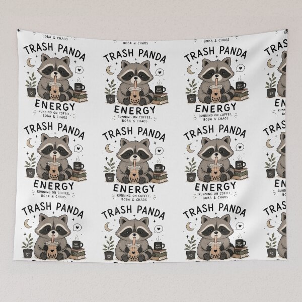 Item preview, Trash Panda Energy – Cute Raccoon Drinking Boba Coffee | Funny Kawaii Cottagecore Design designed and sold by 1234saad.