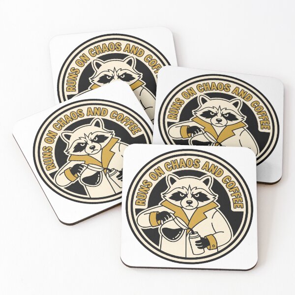 Item preview, Runs On Chaos And Coffee Raccoon designed and sold by Illustration Rk.