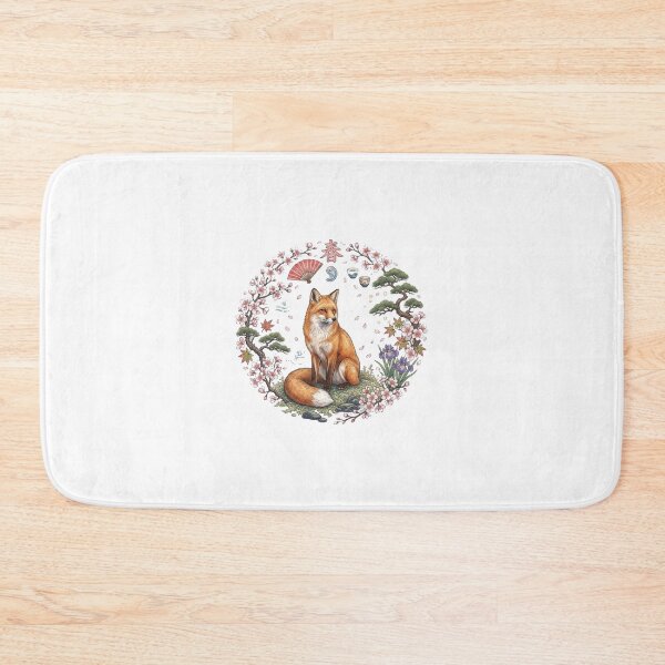 Item preview, Japanese Fox Cherry Blossom Illustration designed and sold by GrzywaM.