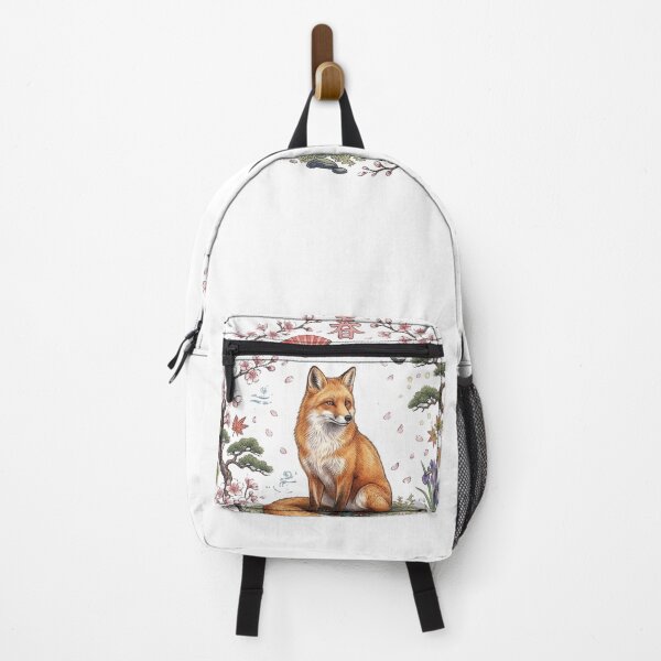 Item preview, Japanese Fox Cherry Blossom Illustration designed and sold by GrzywaM.