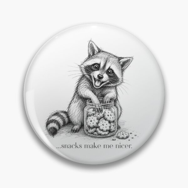 Item preview, Snacks Make Me Nicer Raccoon Cookie Jar Funny Sketch designed and sold by GibasVisuals.