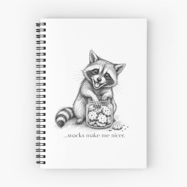 Item preview, Snacks Make Me Nicer Raccoon Cookie Jar Funny Sketch designed and sold by GibasVisuals.