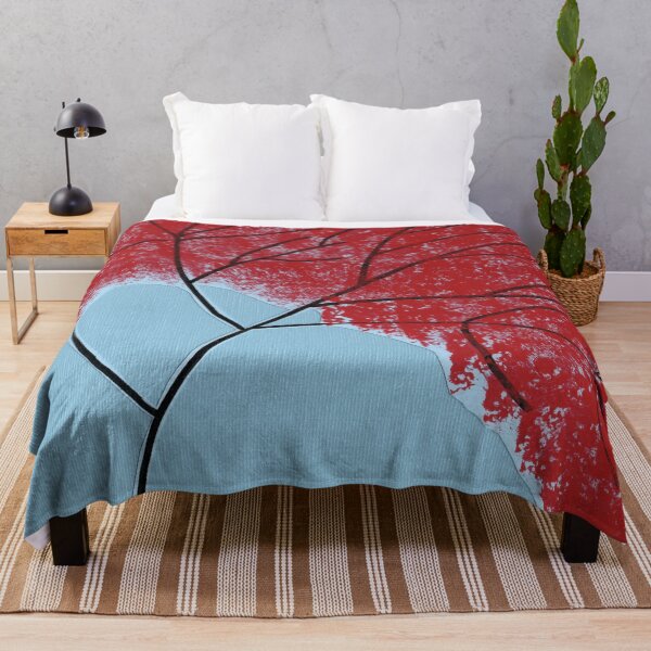 Item preview, Abstract Red Tree Leaves on Blue designed and sold by Kristy Carpenter.