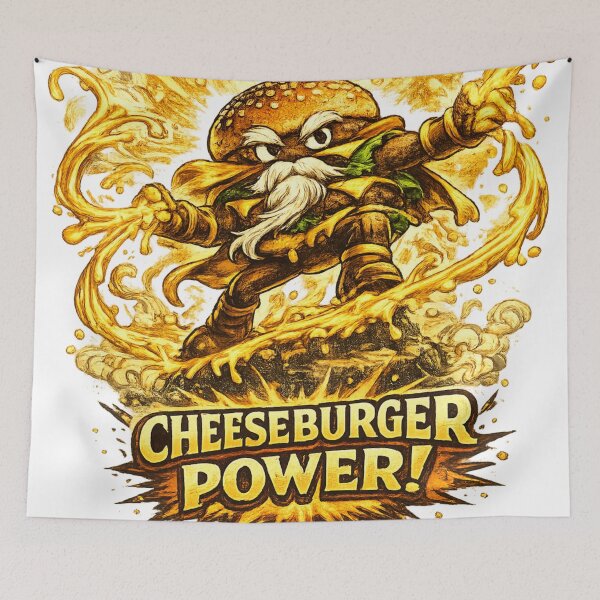 Item preview, Cheeseburger Power Super Hero Burger Vintage Graphic designed and sold by irfanshikh.