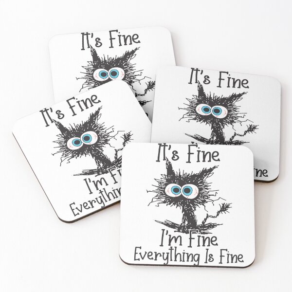 Item preview, Funny Black Cat It's Fine I'm Fine Everything Is Fine Gift for Cat Lovers - Funny Cat Shirt designed and sold by VisionGraphic.