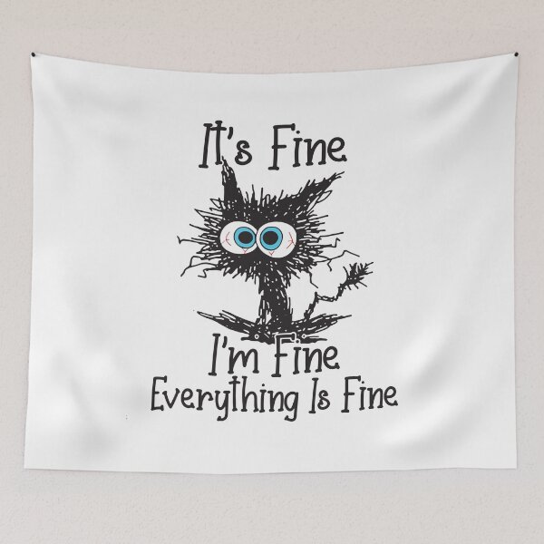 Item preview, Funny Black Cat It's Fine I'm Fine Everything Is Fine Gift for Cat Lovers - Funny Cat Shirt designed and sold by VisionGraphic.