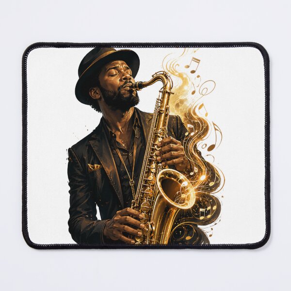 Item preview, Soulful Saxophonist – Golden Jazz Music Art designed and sold by MarekoraStudio.