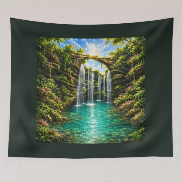 Item preview, Enchanted Sunlit Waterfall Grotto designed and sold by ArtByIness.