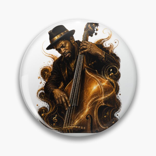 Item preview, Soulful Double Bass Player – Golden Jazz Music Art designed and sold by MarekoraStudio.