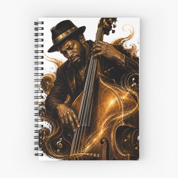 Item preview, Soulful Double Bass Player – Golden Jazz Music Art designed and sold by MarekoraStudio.