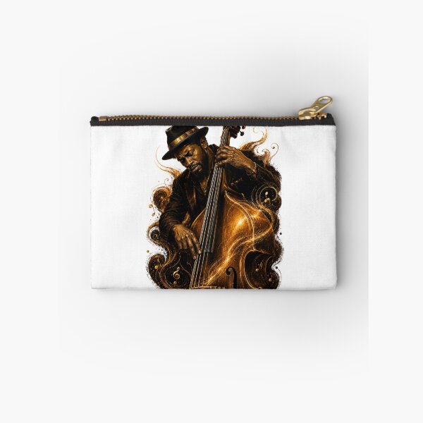 Item preview, Soulful Double Bass Player – Golden Jazz Music Art designed and sold by MarekoraStudio.