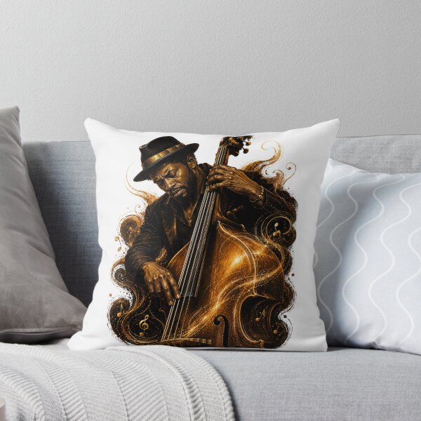 Item preview, Soulful Double Bass Player – Golden Jazz Music Art designed and sold by MarekoraStudio.