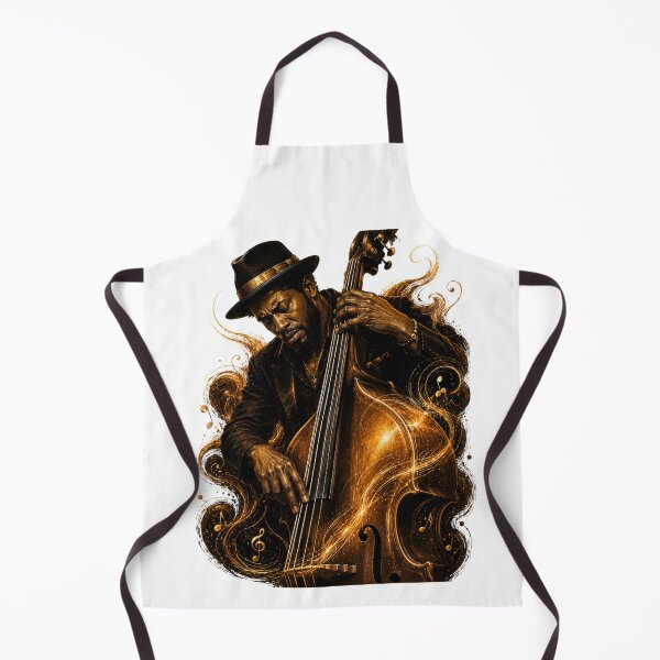 Item preview, Soulful Double Bass Player – Golden Jazz Music Art designed and sold by MarekoraStudio.