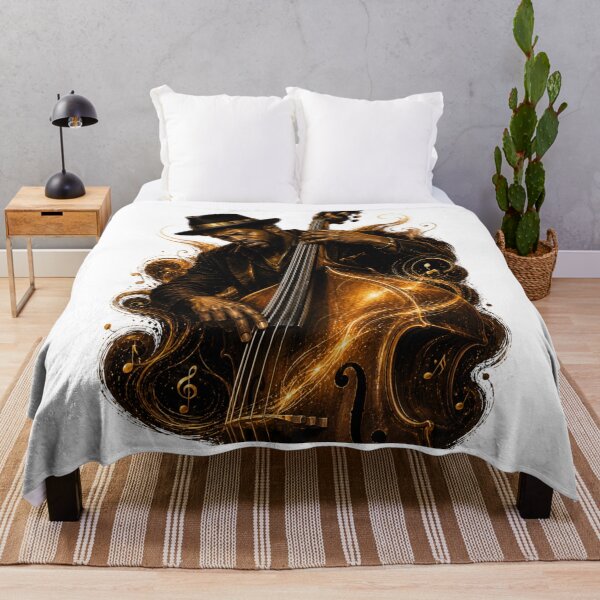 Item preview, Soulful Double Bass Player – Golden Jazz Music Art designed and sold by MarekoraStudio.
