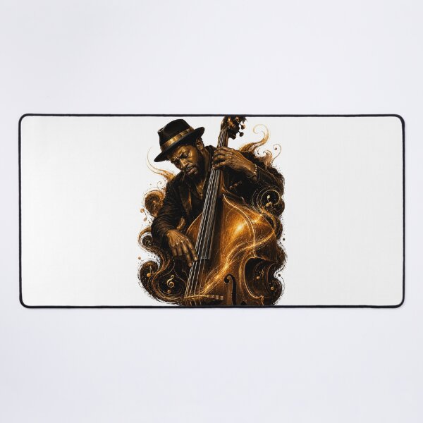 Item preview, Soulful Double Bass Player – Golden Jazz Music Art designed and sold by MarekoraStudio.