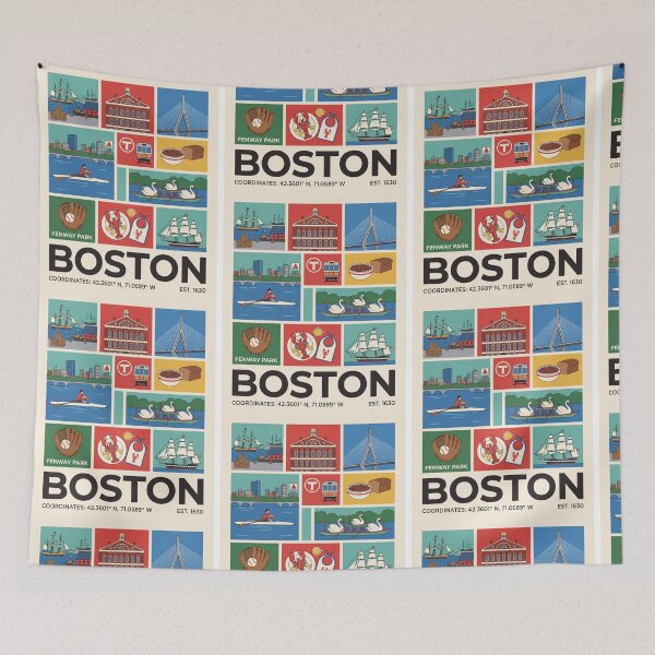Item preview, Boston Massachusetts City Icons Travel Collage designed and sold by FrankOliver.