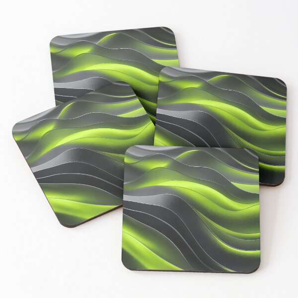 Item preview, Futuristic Cyberpunk Neon Green and Dark Metallic Waves designed and sold by Aimaniia666.