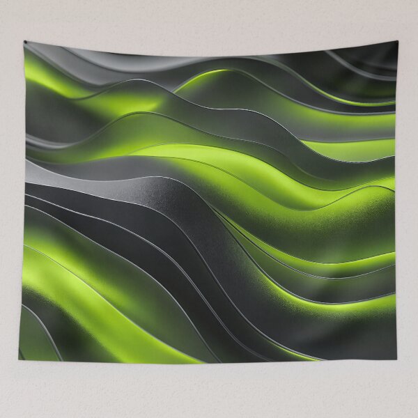 Item preview, Futuristic Cyberpunk Neon Green and Dark Metallic Waves designed and sold by Aimaniia666.