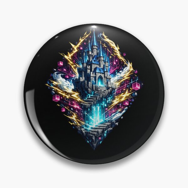 Item preview, Cyberpunk Fantasy Castle Neon Storm Illustration designed and sold by ArtoryWorks.